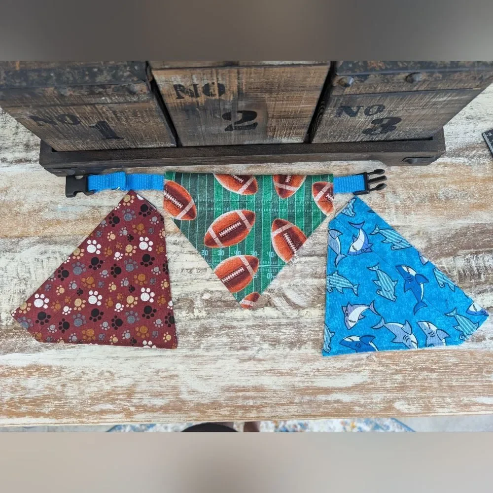 Hand Crafted Over The Collar Dog/Cat Bandanas, Set of 3 Size Small